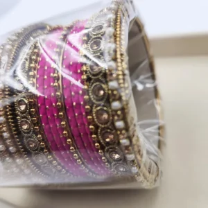 Alternative view of Handmade Pearl & Metal Bangles, Hot Pink 2.6