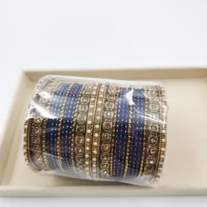 Handmade Pearl & Metal Bangles, Blue