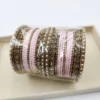 Handmade Pearl & Metal Bangles, Pink