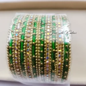 Alternative view of Indian Glitter Thread Bangles (Blue Shades), Size 2.6