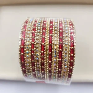 Indian Glitter Thread Bangles, Red