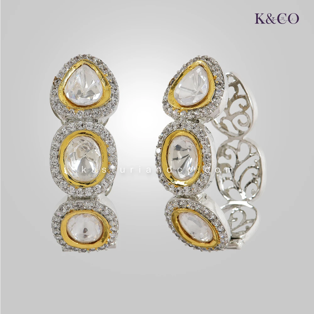 Jia Classic Polki CZ Earrings - Image 2