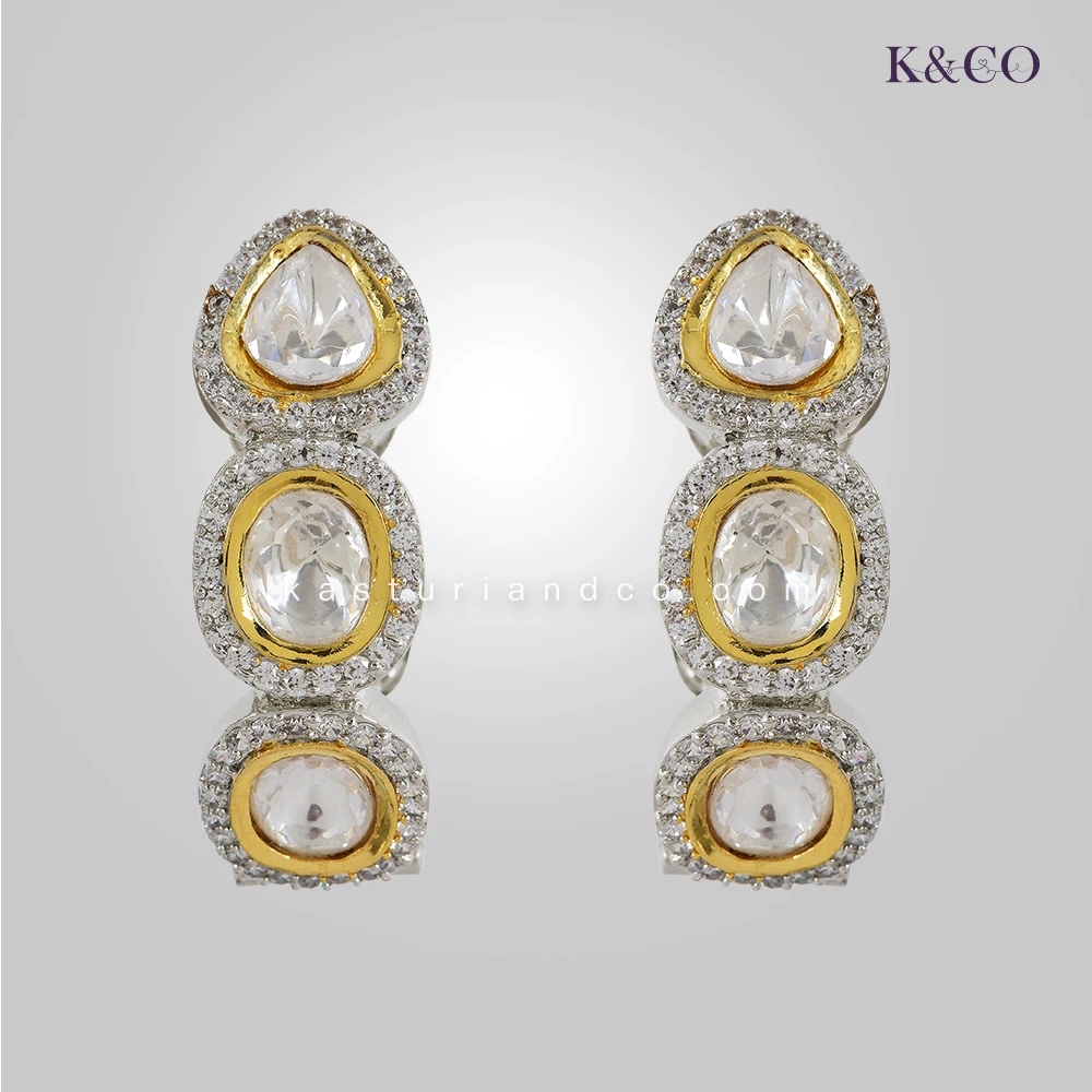 Jia Classic Polki CZ Earrings - Image 3