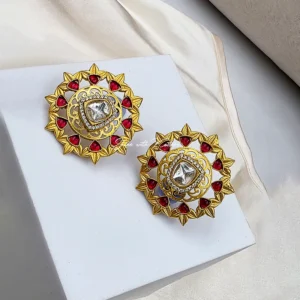 Large Gold Plated Stud Style Earrings