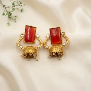 Raina Large Jhumka with Stone, Ruby