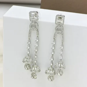Alternative view of Crystal Cascade Long Drop Earrings