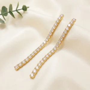 Long Tennis Earrings, Dual Tone