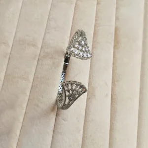 Alternative view of Luxury CZ Openable Cuff Bangle, Silver