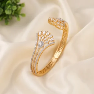 Luxury CZ Openable Cuff Bangle in 2 Tone