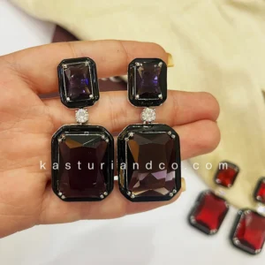 Julie Crystal Stone Statement Earrings, Red - Image 6
