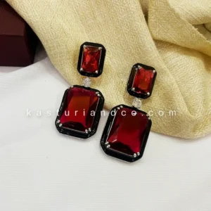 Alternative view of Julie Crystal Stone Statement Earrings, Red