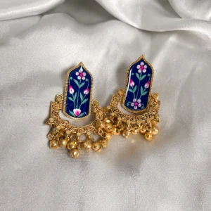 Alternative view of Meenakari Long Earrings, Blue