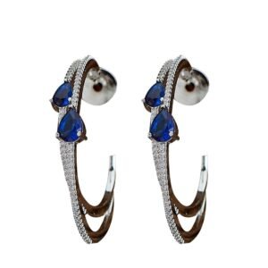 Alternative view of Mila Designer CZ Hoops Earrings