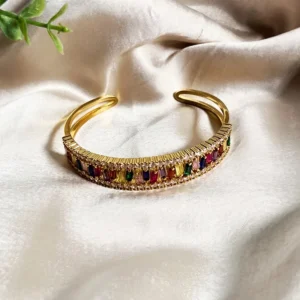 Multicolor CZ Bangle, Gold