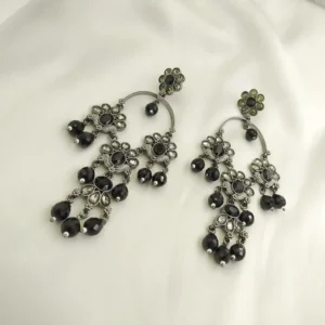 Noir Blossom Chandelier Earrings - Image 3