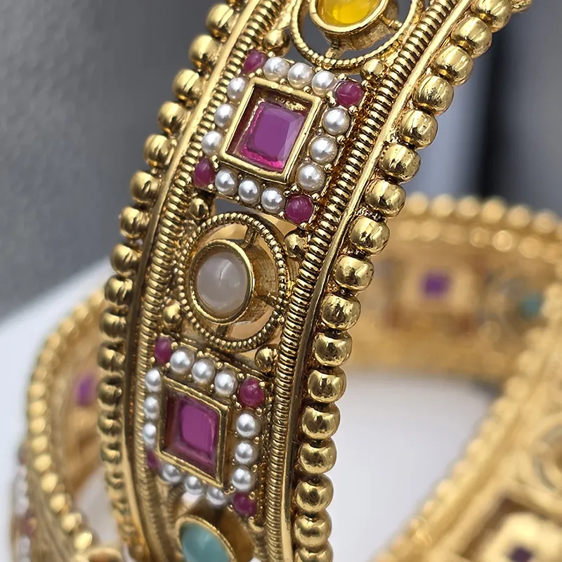 Royal Heritage Kundan Polki Gold Bangles Set - Image 2