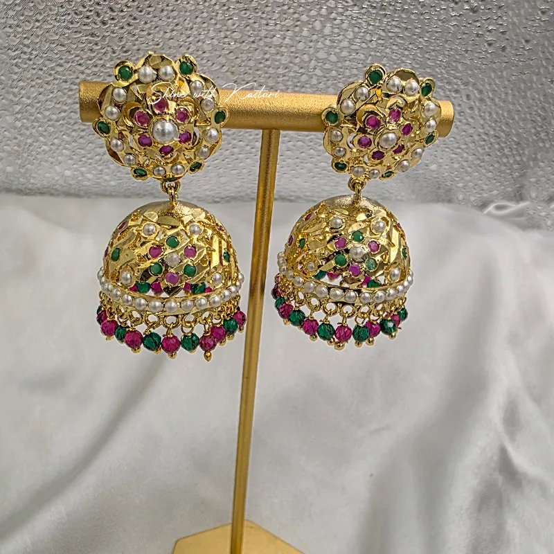 Royal Jadau Kundan Jhumka Earrings - Image 2