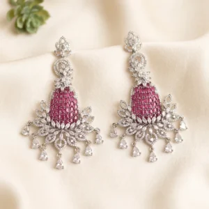 Ruby Radiance CZ Chandelier Statement Earrings