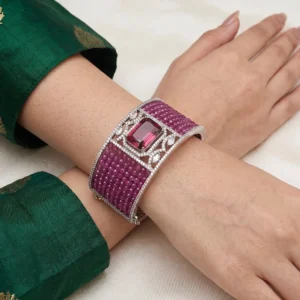 Ruby Radiance Crystal Statement Cuff Bangle - Image 3