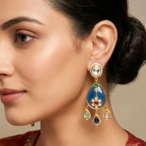 Zia Sabyasachi Inspired Earrings, Blue