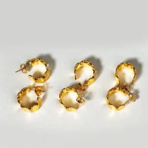 Satin Gold Circle Huggies Earrings