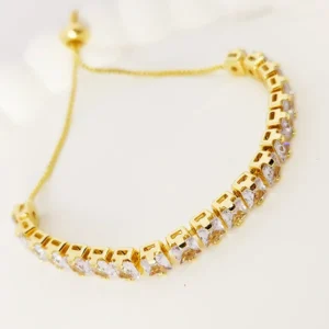 Adjustable Tennis Bracelet, Gold Plated - Image 3