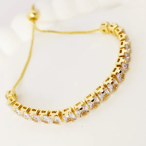Adjustable Tennis Bracelet, Gold Plated - Image 3