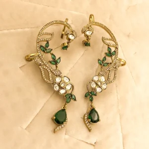 Emerald Bloom Regal Earcuff Earrings - Image 3
