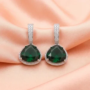 Alternative view of Rhea CZ Stone Statement Earrings, Green