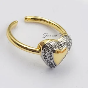Dual Tone Heart Adjustable Ring - Image 3