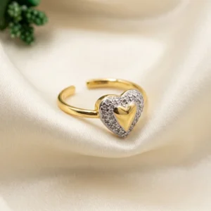 Dual Tone Heart Adjustable Ring