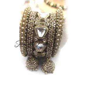 Embellished Kundan Bangles with Jhumka Drops