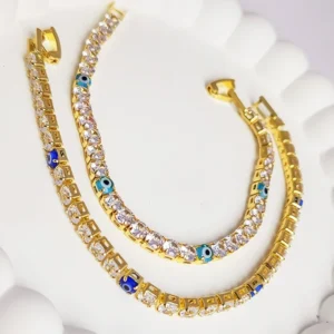 Evil Eye Tennis Bracelet Gold - Image 4