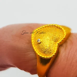 Gold Adjustable Heart Shape Ring - Image 5