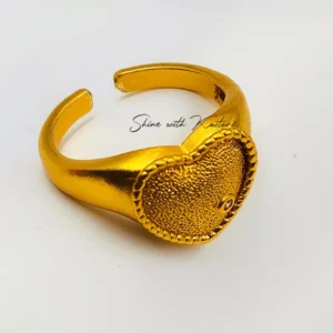 Gold Adjustable Heart Shape Ring - Image 4