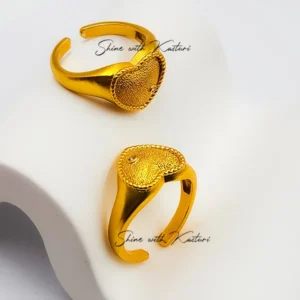 Gold Adjustable Heart Shape Ring - Image 3