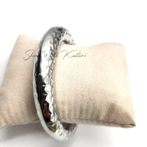 Alternative view of Hammered Silver Round Bangle
