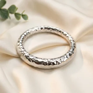 Hammered Silver Round Bangle