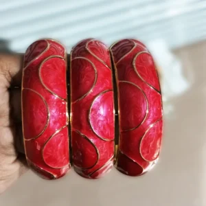 Hot Pink & Gold trim Enamel Bangle