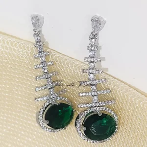 Alternative view of Jetty Long CZ Earrings with Stone