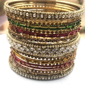 Alternative view of Multicolor Stone Studded Bangle Set