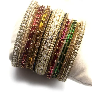 Multicolor Stone Studded Bangle Set - Image 3