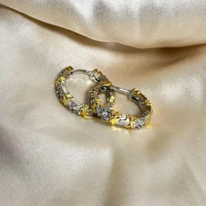 Alternative view of Huggie Hoops Earrings, 2 Tone