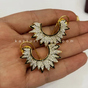 Half Moon Earrings, 2 Tone - Image 4