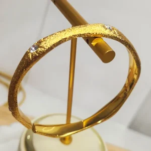 Stone Studded Gold-Plated Swirly Bangles - Image 4
