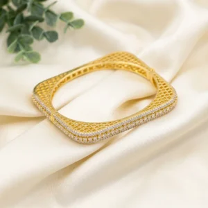 Stylish Square AD kada Bangle, Gold
