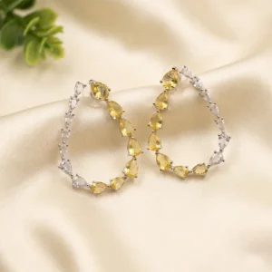 Alternative view of Teardrop Crystal Hoop Earrings, Yellow