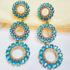 Triple Circle Crystal Earrings - Image 3