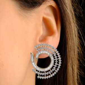 Chloe CZ Diamond look alike Earrings, Silver - Image 6
