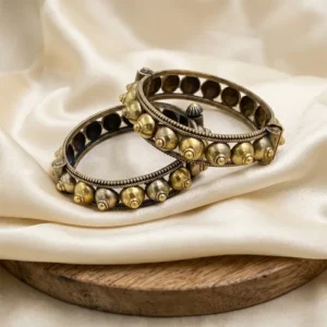 Dual Tone Stylish Oxidised Silver Bangles